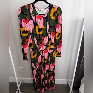 BODEN Floral Long Sleeve Midi Dress